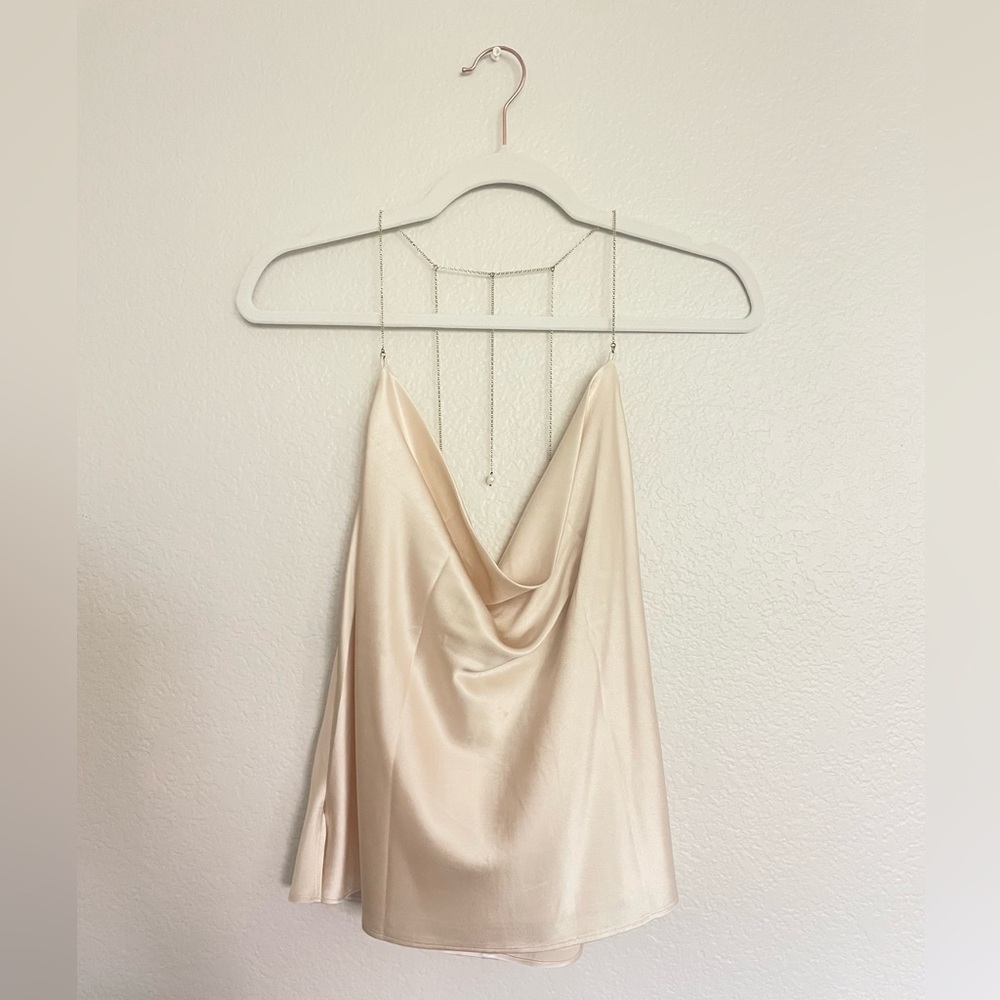 CAMI NYC | Fran Silk Cowl Cami in Bone - M